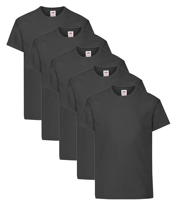 Fruit Of The Loom 61019 Kid's Original Cotton Crew Neck T-Shirts Main Color 5 pack - Image 3