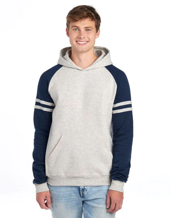 Jerzees 97CR Unisex NuBlend Varsity Colour-Block Hood Oatmeal Heather bodies for a throwback yet modern look - Image 5